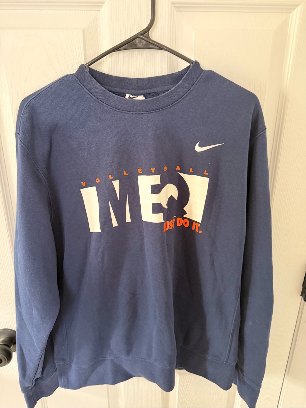 Nike Navy Crewneck Sweatshirt with White & Orange Graphic